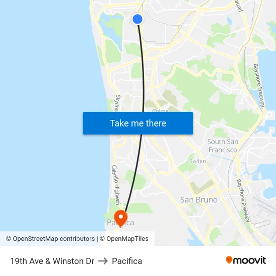 19th Ave & Winston Dr to Pacifica map