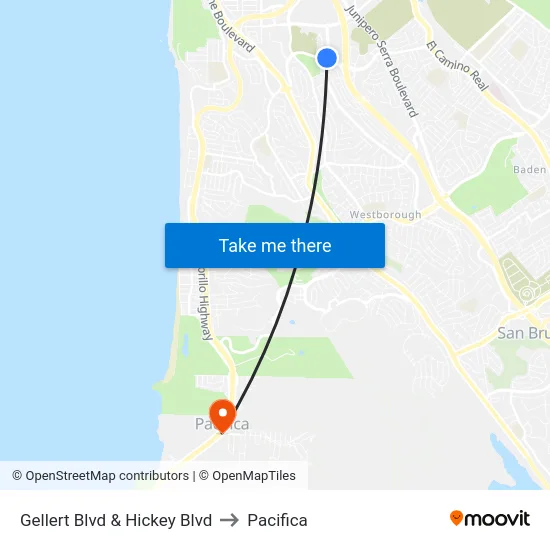 Gellert Blvd & Hickey Blvd to Pacifica map