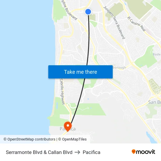 Serramonte Blvd & Callan Blvd to Pacifica map