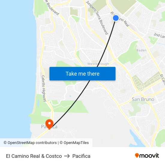 El Camino Real & Costco to Pacifica map