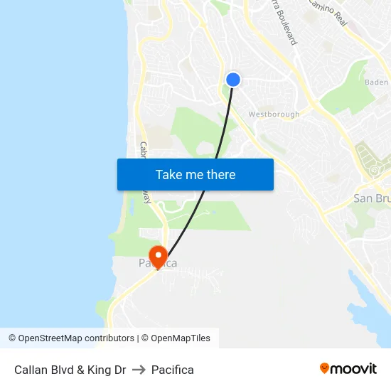 Callan Blvd & King Dr to Pacifica map