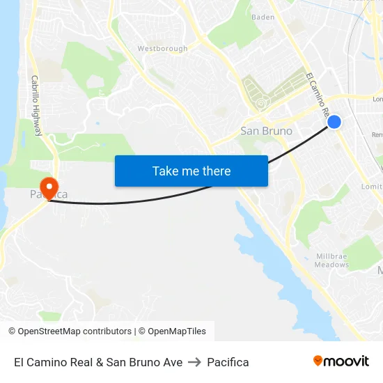 El Camino Real & San Bruno Ave to Pacifica map