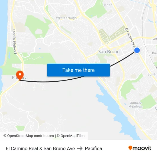 El Camino Real & San Bruno Ave to Pacifica map