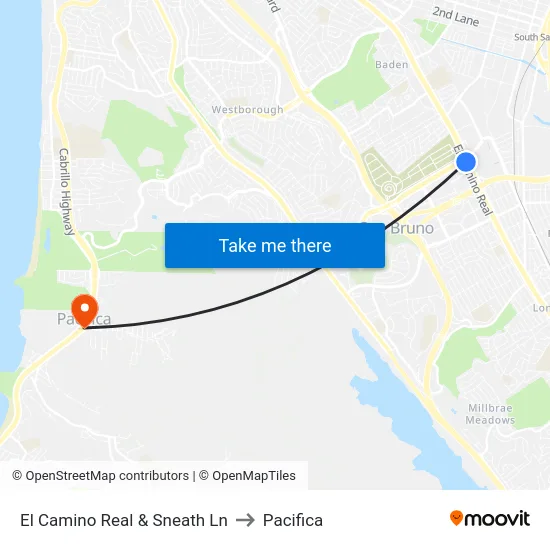 El Camino Real & Sneath Ln to Pacifica map