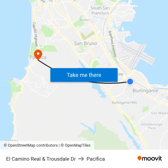 El Camino Real & Trousdale Dr to Pacifica map