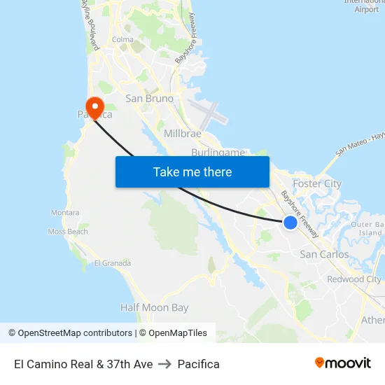 El Camino Real & 37th Ave to Pacifica map