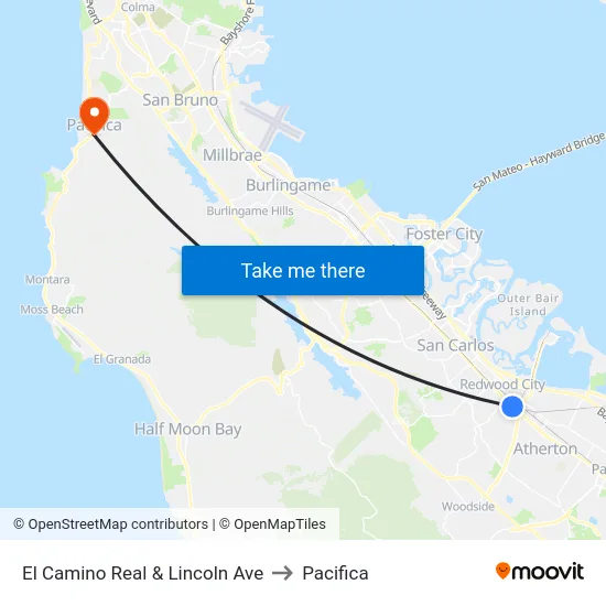 El Camino Real & Lincoln Ave to Pacifica map