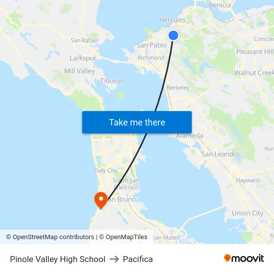 Pinole Valley High School to Pacifica map