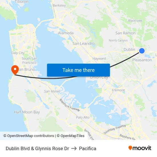 Dublin Blvd & Glynnis Rose Dr to Pacifica map