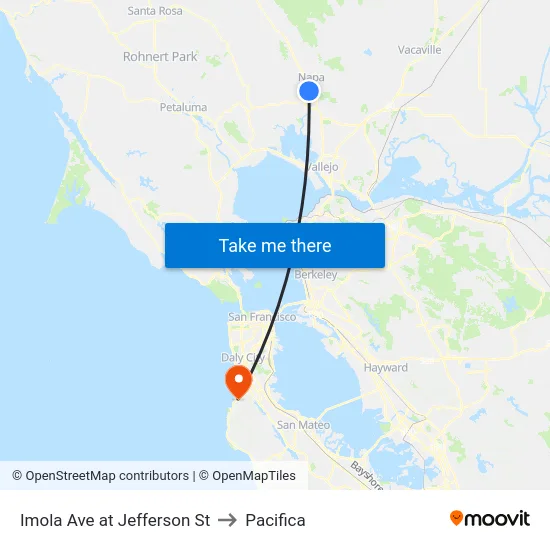 Imola Ave at Jefferson St to Pacifica map