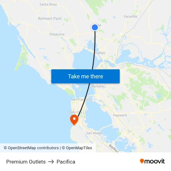 Premium Outlets to Pacifica map
