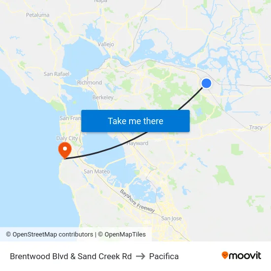 Brentwood Blvd & Sand Creek Rd to Pacifica map