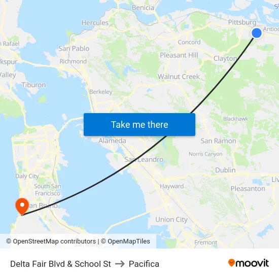 Delta Fair Blvd & School St to Pacifica map