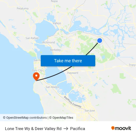 Lone Tree Wy & Deer Valley Rd to Pacifica map