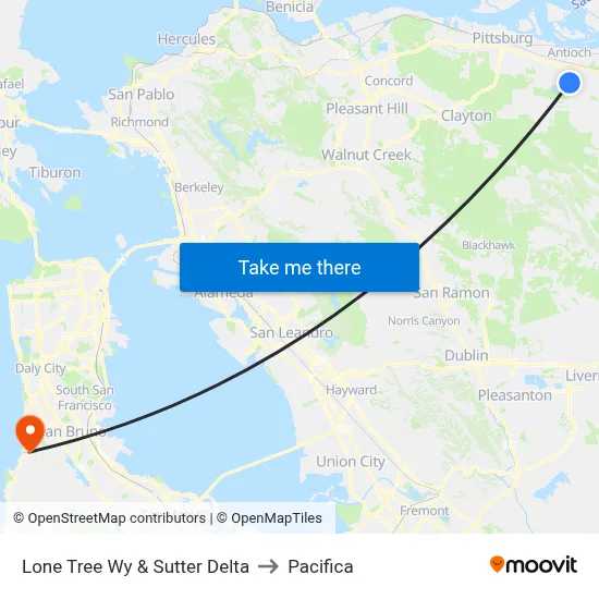 Lone Tree Wy & Sutter Delta to Pacifica map