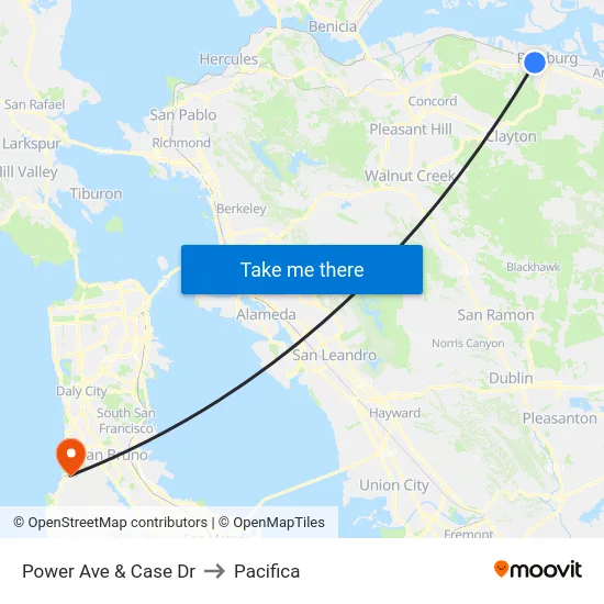 Power Ave & Case Dr to Pacifica map