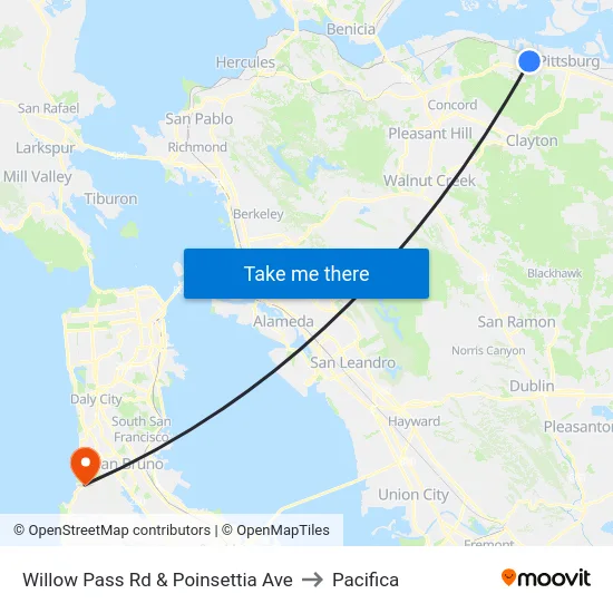 Willow Pass Rd & Poinsettia Ave to Pacifica map