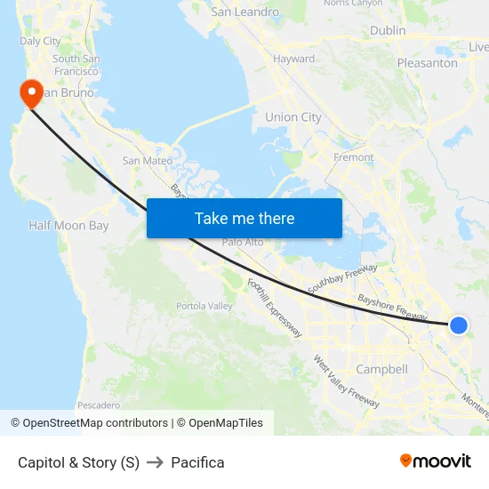 Capitol & Story (S) to Pacifica map