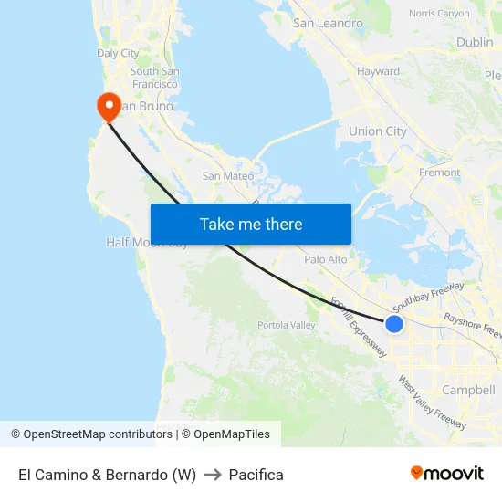 El Camino & Bernardo (W) to Pacifica map
