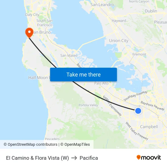 El Camino & Flora Vista (W) to Pacifica map
