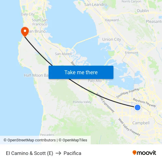 El Camino & Scott (E) to Pacifica map