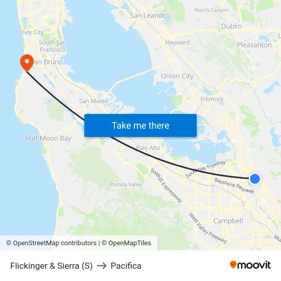 Flickinger & Sierra (S) to Pacifica map