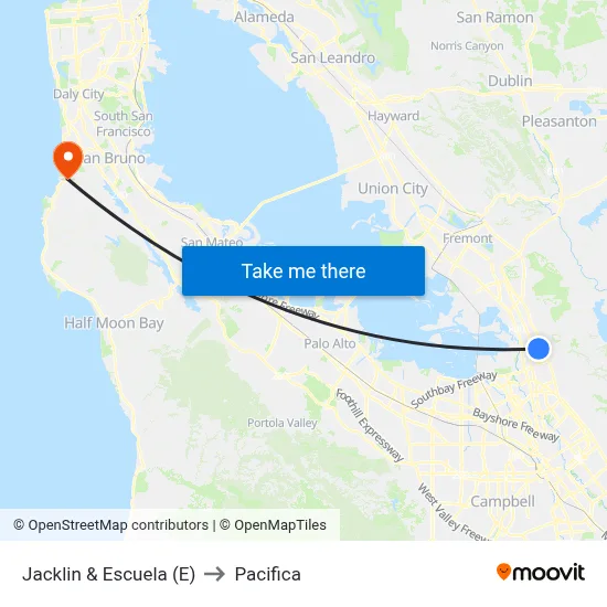 Jacklin & Escuela (E) to Pacifica map