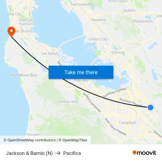 Jackson & Bambi (N) to Pacifica map