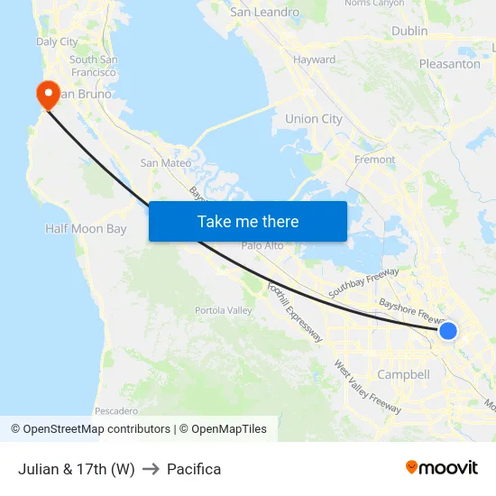 Julian & 17th (W) to Pacifica map