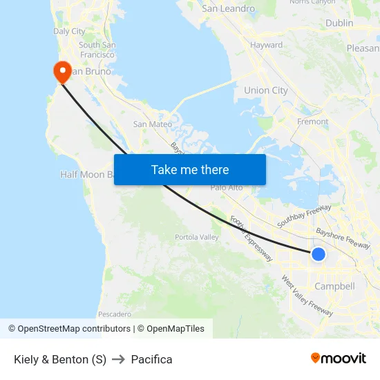 Kiely & Benton (S) to Pacifica map