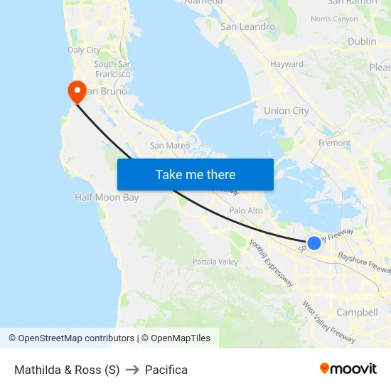 Mathilda & Ross (S) to Pacifica map