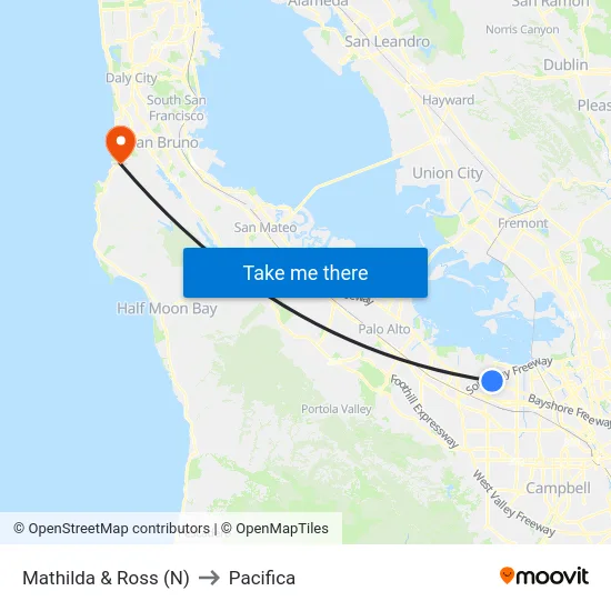 Mathilda & Ross (N) to Pacifica map