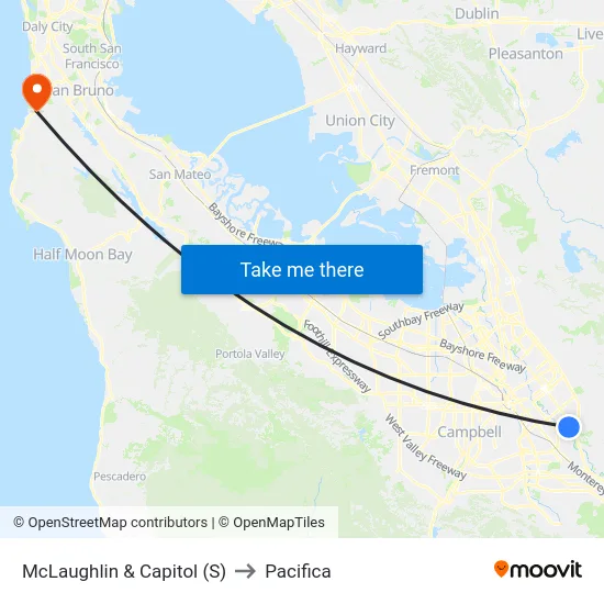 McLaughlin & Capitol (S) to Pacifica map
