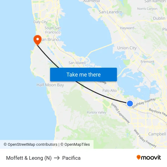 Moffett & Leong (N) to Pacifica map