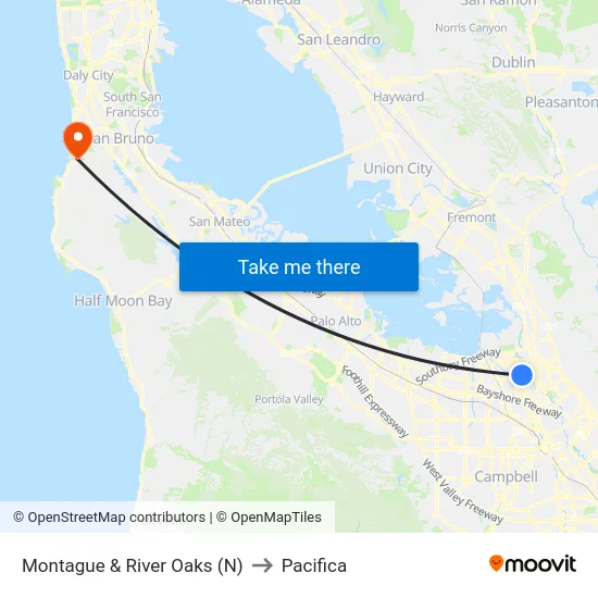 Montague & River Oaks (N) to Pacifica map