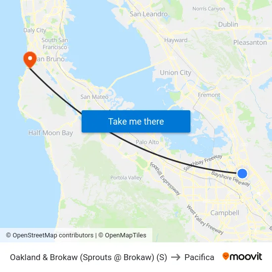 Oakland & Brokaw (Sprouts @ Brokaw) (S) to Pacifica map