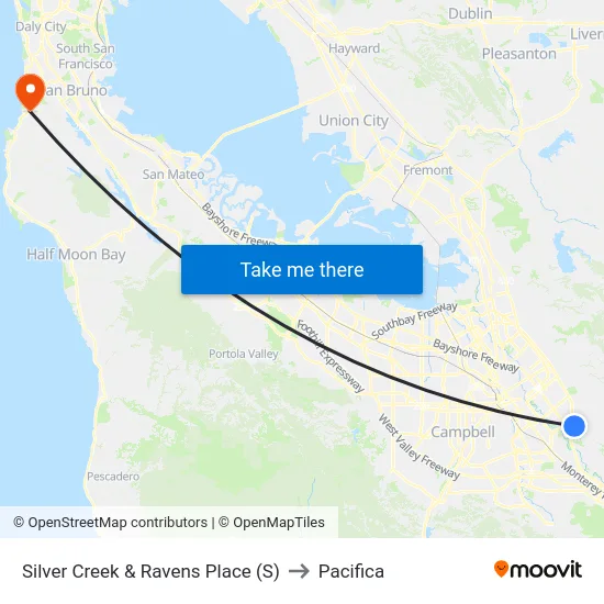 Silver Creek & Ravens Place (S) to Pacifica map