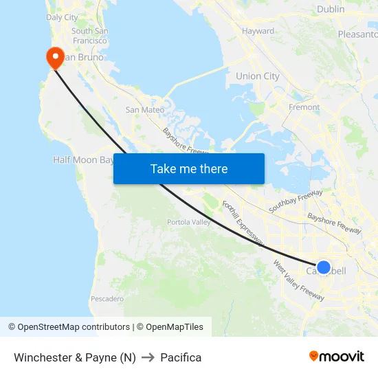 Winchester & Payne (N) to Pacifica map