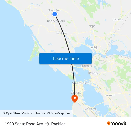 1990 Santa Rosa Ave to Pacifica map