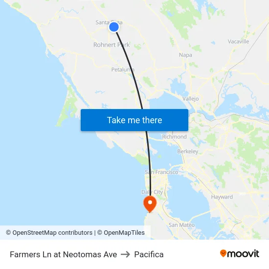 Farmers Ln at Neotomas Ave to Pacifica map