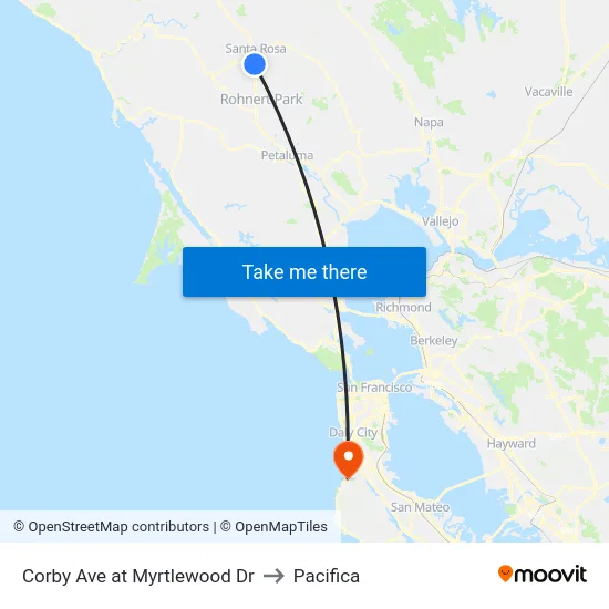 Corby Ave at Myrtlewood Dr to Pacifica map