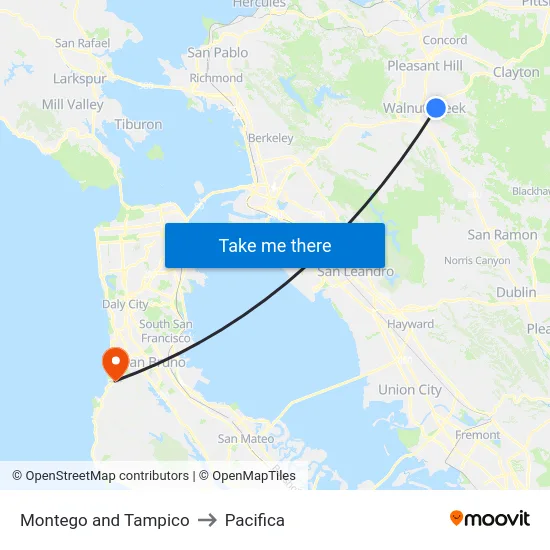 Montego and Tampico to Pacifica map