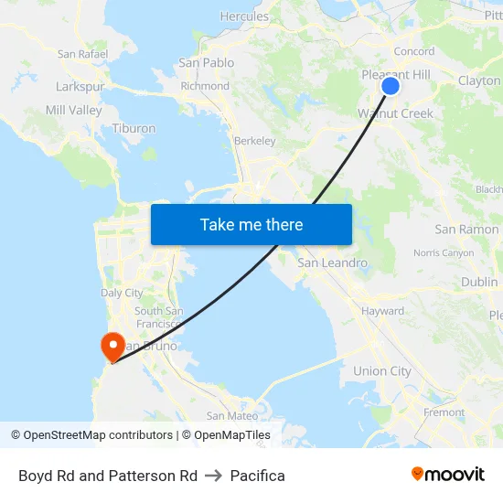 Boyd Rd and Patterson Rd to Pacifica map