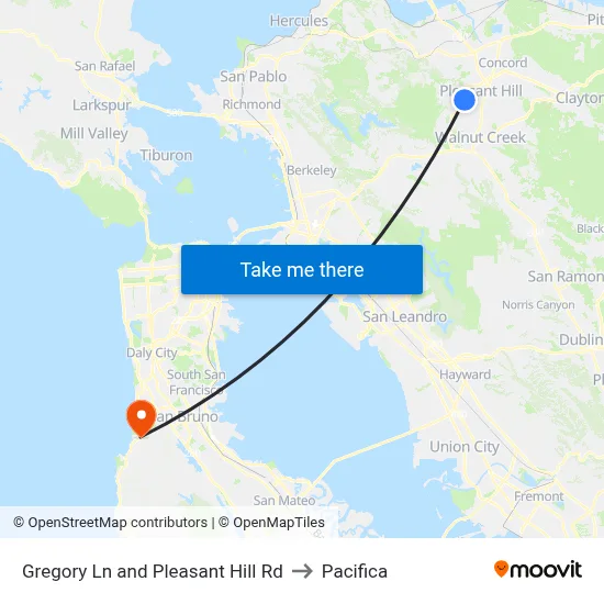 Gregory Ln and Pleasant Hill Rd to Pacifica map