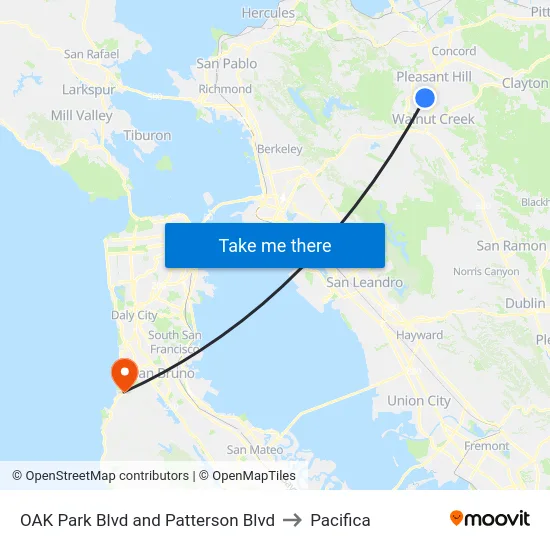 OAK Park Blvd and Patterson Blvd to Pacifica map