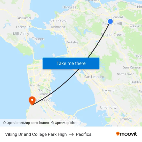 Viking Dr and College Park High to Pacifica map