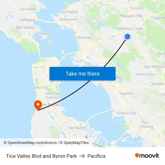 Tice Valley Blvd and Byron Park to Pacifica map