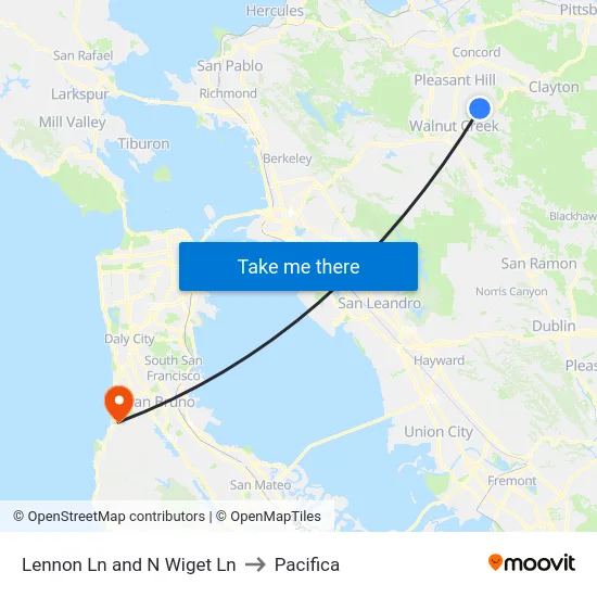 Lennon Ln and N Wiget Ln to Pacifica map