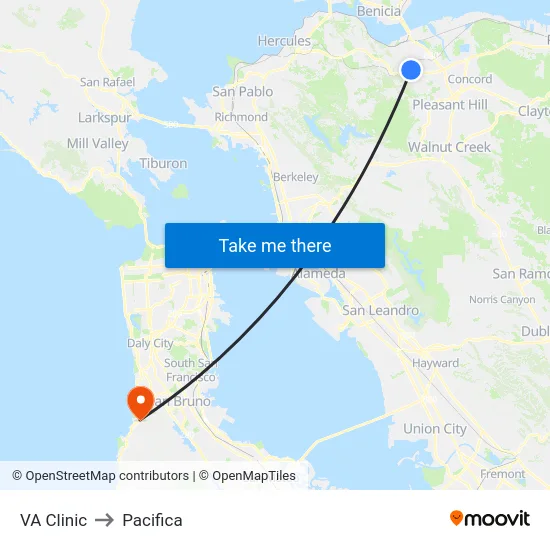 VA Clinic to Pacifica map
