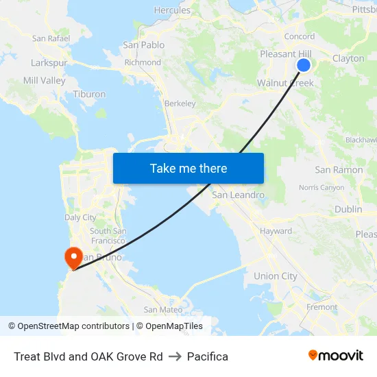 Treat Blvd and OAK Grove Rd to Pacifica map